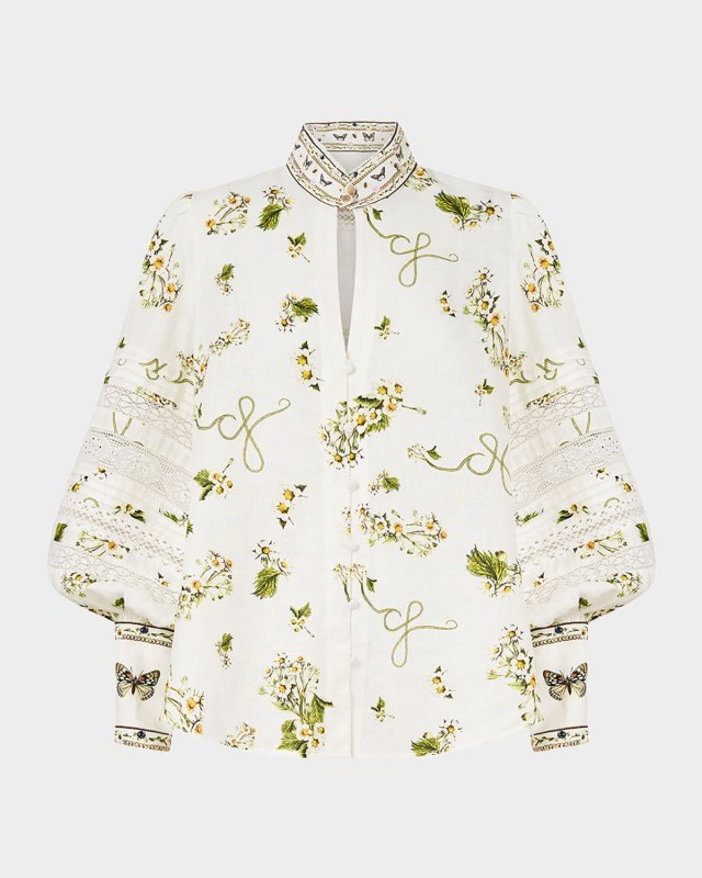 Botanical Utopia Buttoned Collar Blous